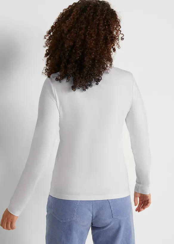 Slim-Fit Shirt mit reiner Bio-Baumwolle (2er Pack) in weiß von hinten (im Anschnitt) - bonprix Slim-Fit Shirt mit reiner Bio-Baumwolle (2er Pack) in weiß von hinten (im Anschnitt) - bonprix