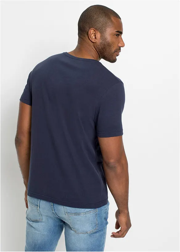 T-Shirt aus reiner Bio-Baumwolle in blau von hinten (im Anschnitt) - bonprix