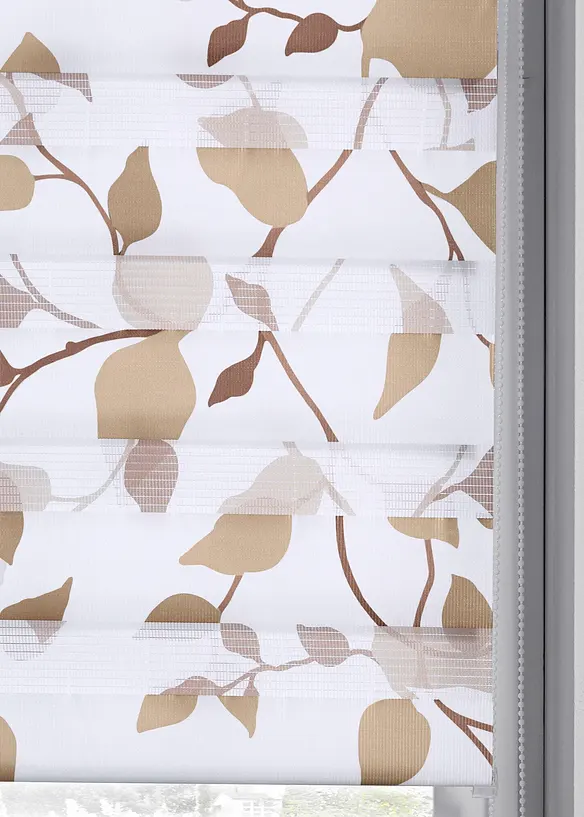 Doppelrollo mit Ranken in beige geschlossen (Detailaufnahme) - bonprix