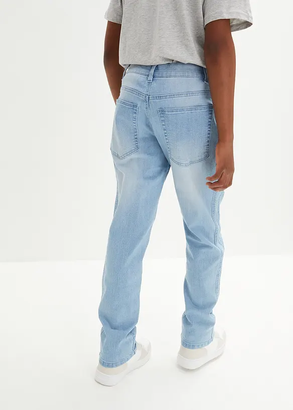 Loose-Fit Stretch-Jeans mit verstellbarem Bund, Straight in blau von hinten - bonprix