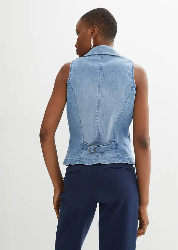 Stretch-Jeansweste in blau von hinten (im Anschnitt) - bonprix