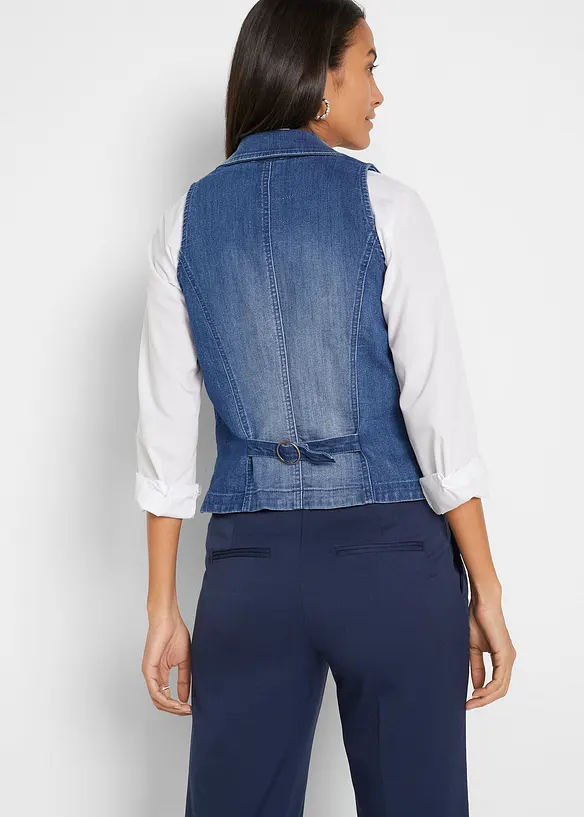 Stretch-Jeansweste in blau von hinten (im Anschnitt) - bonprix