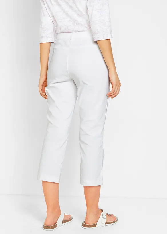 3/4-Bengalin-Hose mit Bequembund in weiß von hinten - bonprix