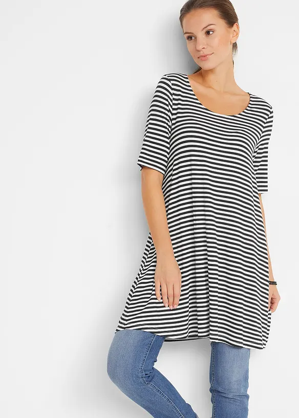 Tunika-Shirt aus Viskose-Mix in schwarz von vorne (im Anschnitt) - bonprix