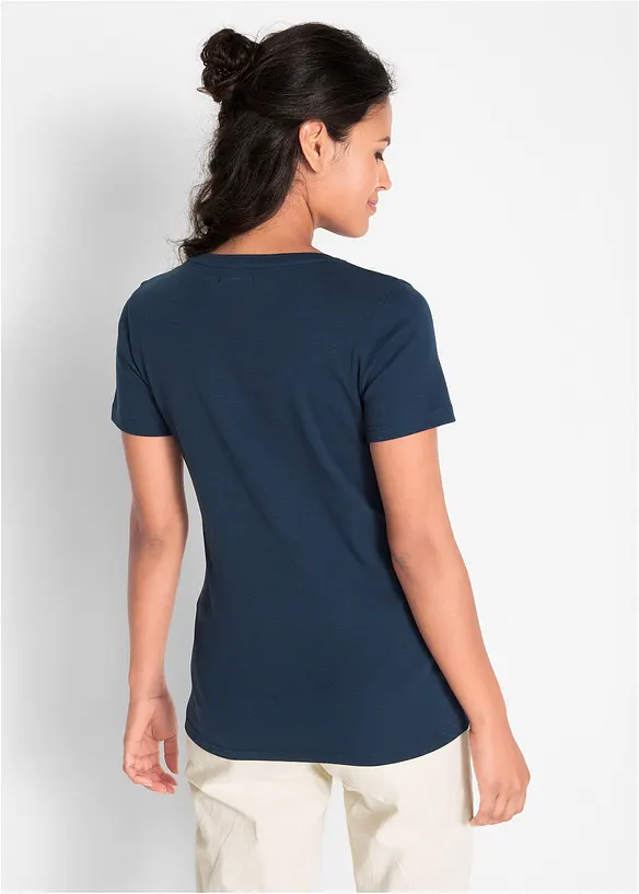 Baumwoll Shirt, Kurzarm in blau von hinten (im Anschnitt) - bonprix Baumwoll Shirt, Kurzarm in blau von hinten (im Anschnitt) - bonprix