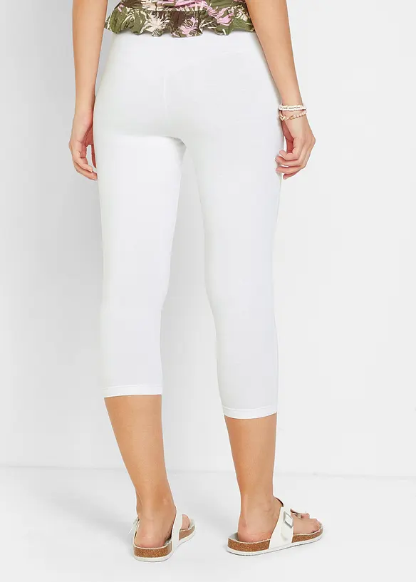 Capri-Leggings mit Bequembund in weiß von hinten - bonprix