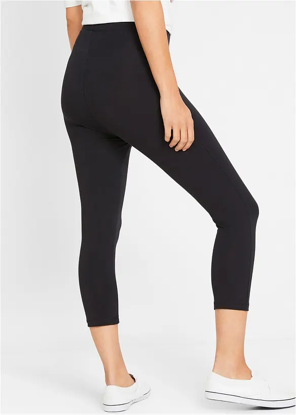 Capri-Leggings mit Bequembund in schwarz von hinten - bonprix