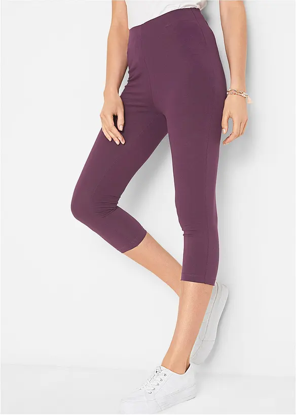 Capri-Leggings mit Bequembund in lila von vorne - bonprix
