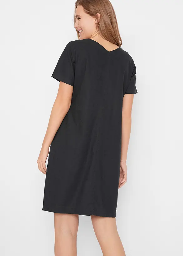Minikleid aus Leinen-Baumwoll-Mix in schwarz von hinten (Totalaufnahme) - bonprix Minikleid aus Leinen-Baumwoll-Mix in schwarz von hinten (Totalaufnahme) - bonprix