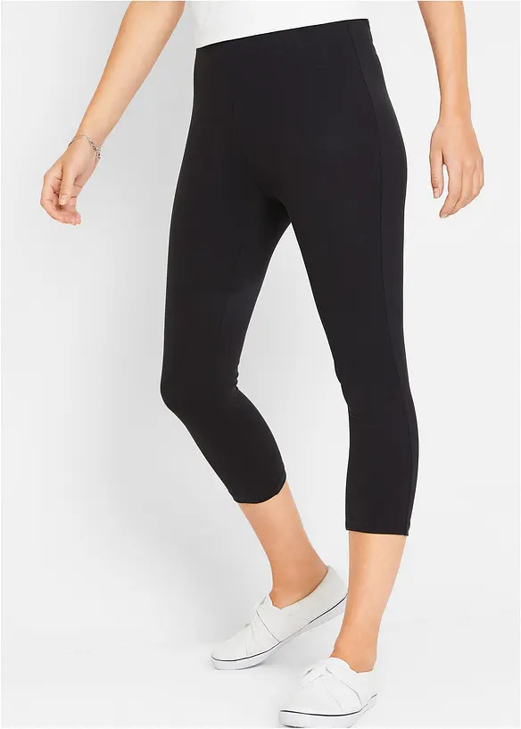 Capri-Leggings mit Bequembund in schwarz von vorne - bonprix