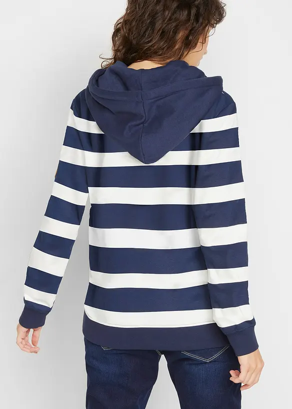 Kapuzensweatshirt aus Bio-Baumwolle in blau von hinten (im Anschnitt) - bonprix
