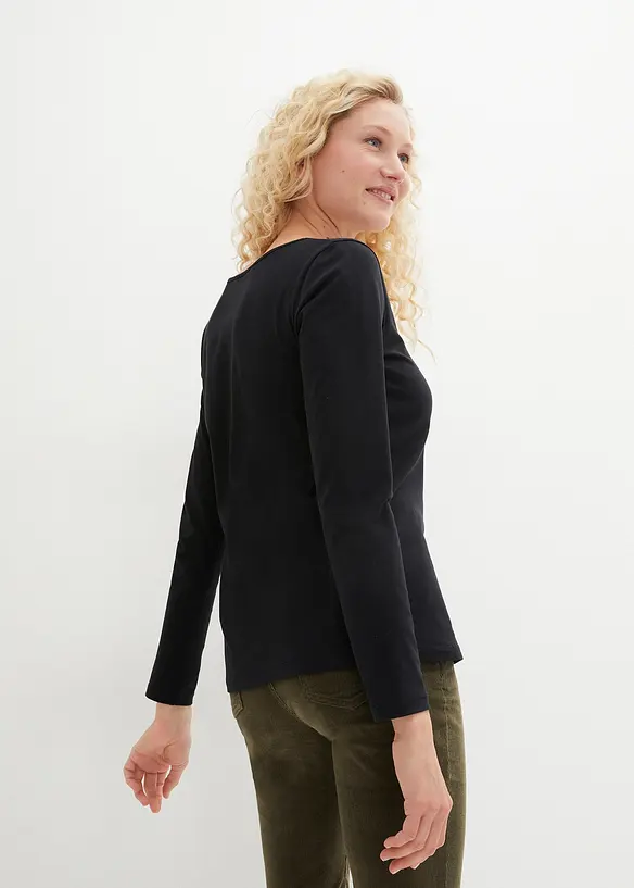 Figurbetontes Langarmshirt (2er Pack) in schwarz von hinten (im Anschnitt) - bonprix Figurbetontes Langarmshirt (2er Pack) in schwarz von hinten (im Anschnitt) - bonprix