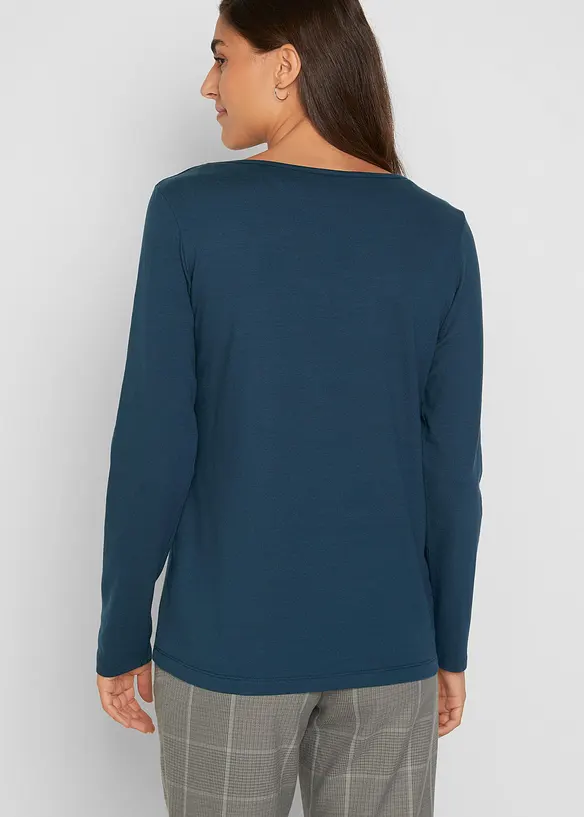 Figurbetontes Langarmshirt (2er Pack) in blau von hinten (im Anschnitt) - bonprix Figurbetontes Langarmshirt (2er Pack) in blau von hinten (im Anschnitt) - bonprix