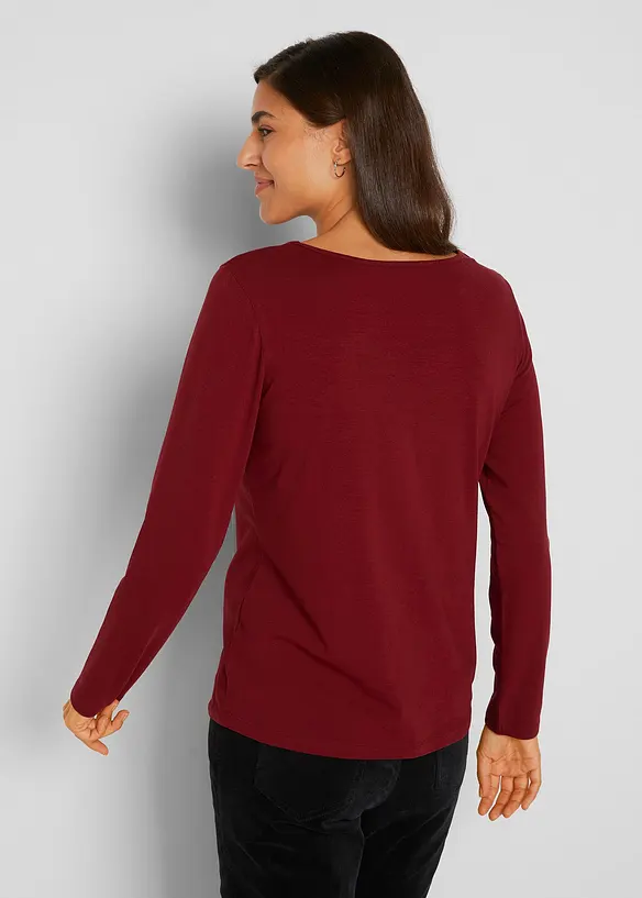 Figurbetontes Langarmshirt (2er Pack) in rot von hinten (im Anschnitt) - bonprix