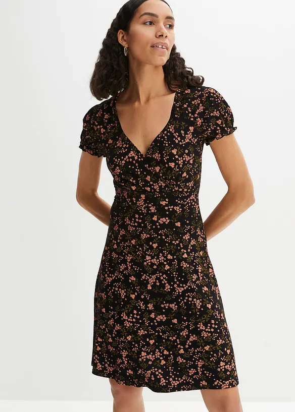 Jerseykleid aus Viskose-Mix in schwarz von vorne (Totalaufnahme) - bonprix Jerseykleid aus Viskose-Mix in schwarz von vorne (Totalaufnahme) - bonprix