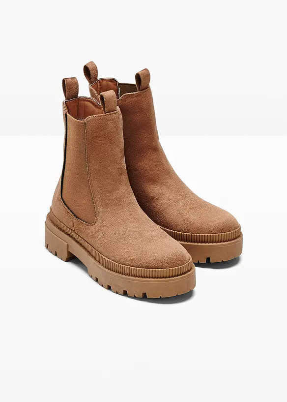 Chelsea-Boots mit Profilsohle in braun - bonprix