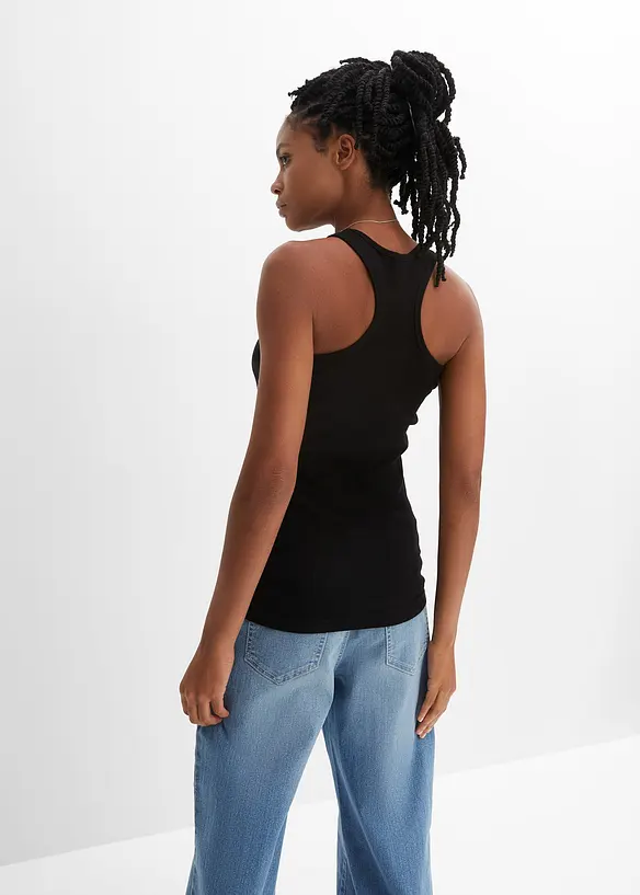 2er-Pack Ripp-Tanktop in schwarz von hinten (im Anschnitt) - bonprix 2er-Pack Ripp-Tanktop in schwarz von hinten (im Anschnitt) - bonprix