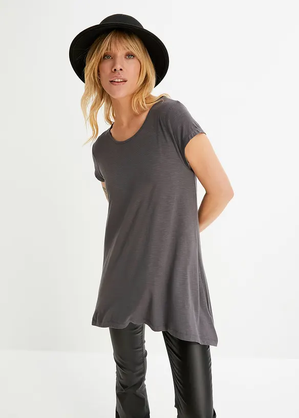 Shirt aus elastischem Viskose-Mix in grau von vorne (im Anschnitt) - bonprix