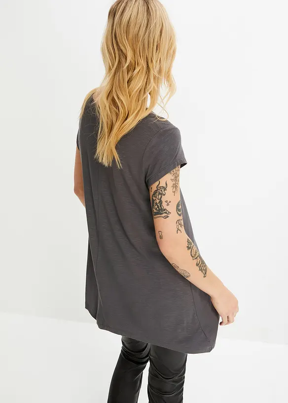 Shirt aus elastischem Viskose-Mix in grau von hinten (im Anschnitt) - bonprix