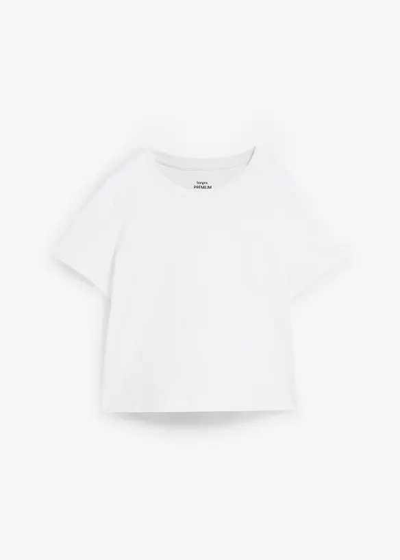 Essential Boxy-Shirt aus schwerer Baumwollqualität in weiß von vorne - bonprix PREMIUM