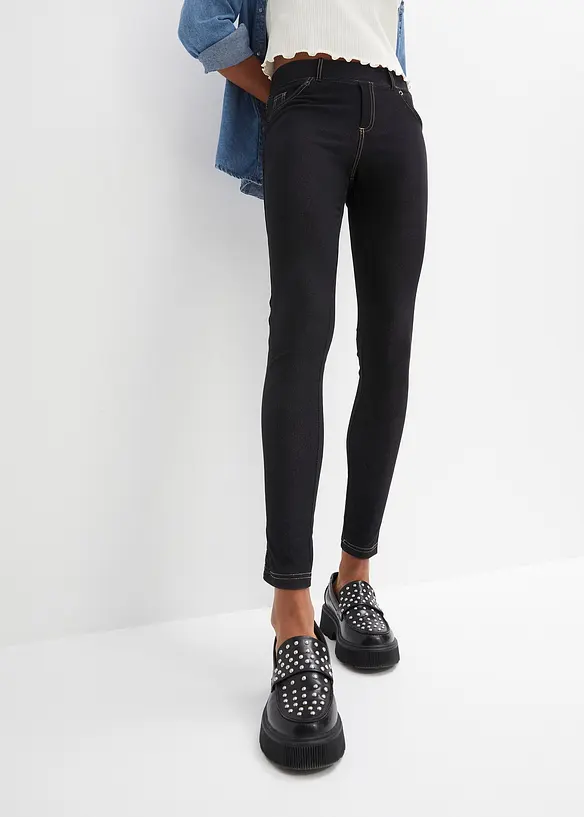 Leggings in Jeansoptik in schwarz von vorne - bonprix