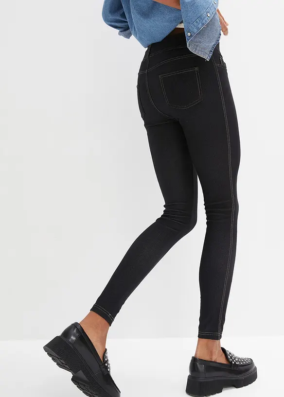 Leggings in Jeansoptik in schwarz von hinten - bonprix