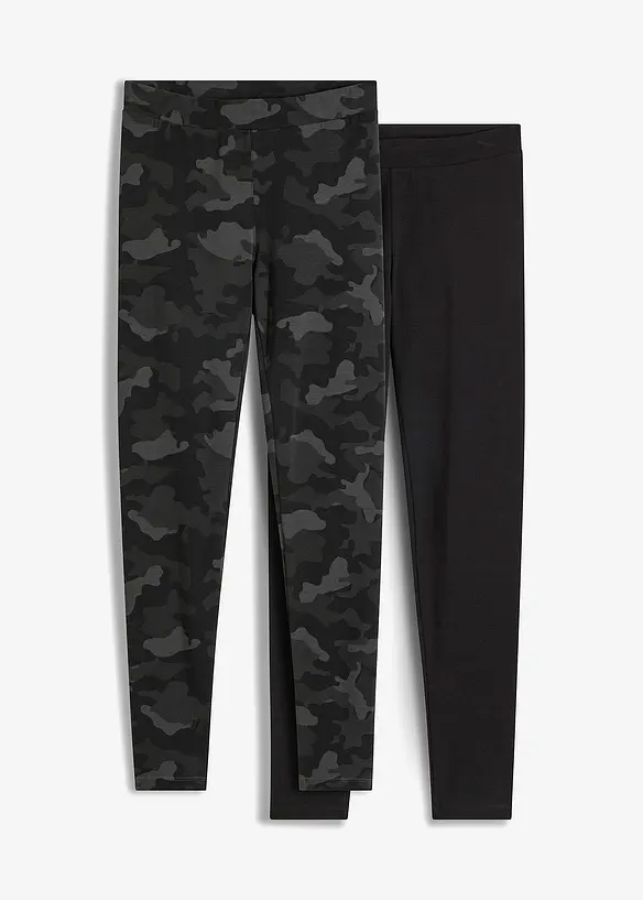 Leggings (2er-Pack) in schwarz von vorne - bonprix