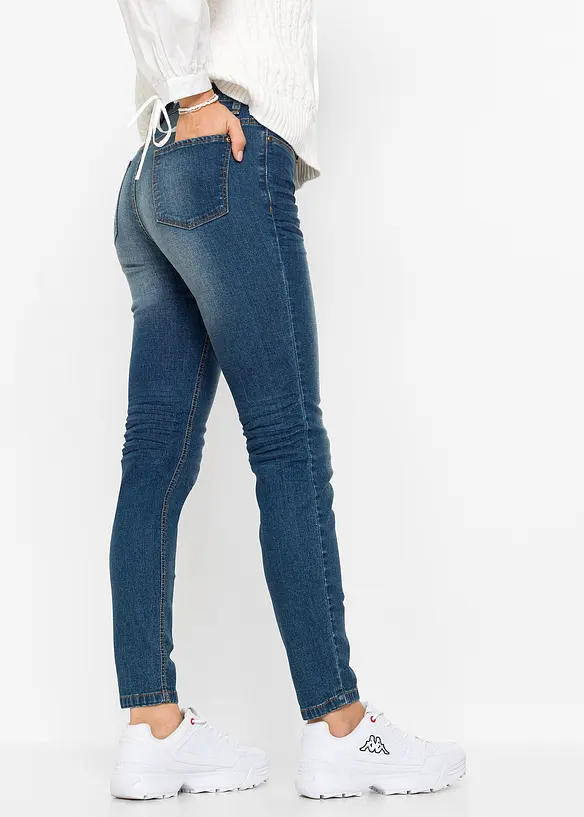 Skinny-Jeans, Mid Waist, cropped in blau von hinten - bonprix Skinny-Jeans, Mid Waist, cropped in blau von hinten - bonprix