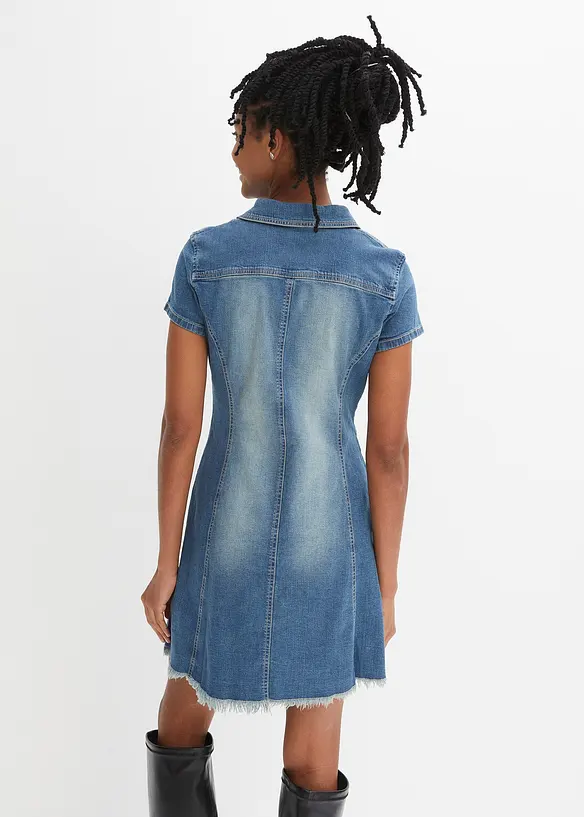 Jeanskleid mit Knöpfen in blau von hinten (Totalaufnahme) - bonprix