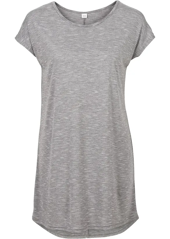 Longshirt mit abgerundetem Saum in grau von vorne - bonprix