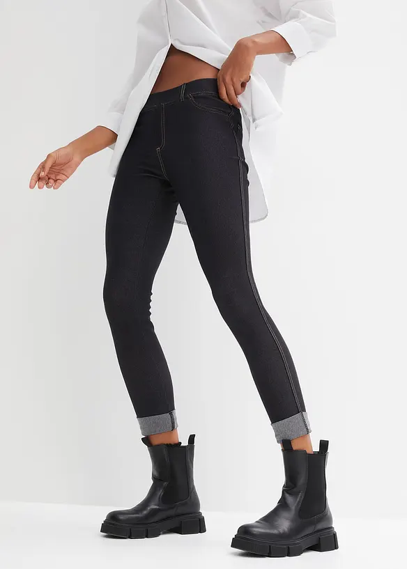Leggings in Jeansoptik in schwarz von vorne - bonprix Leggings in Jeansoptik in schwarz von vorne - bonprix