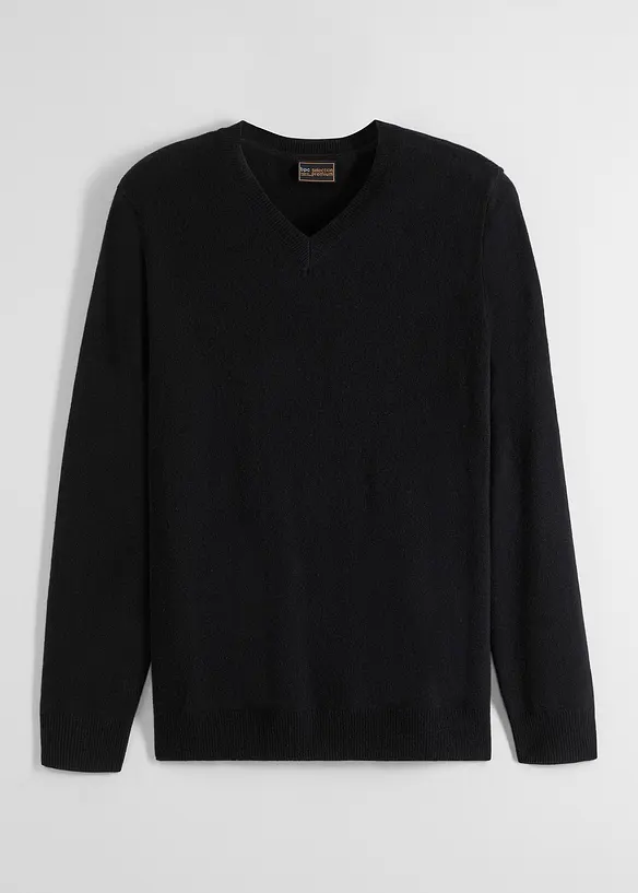 Feinstrickpullover mit Good Cashmere Standard®-Anteil in schwarz von vorne - bonprix