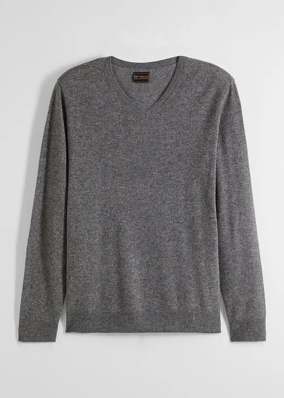 Feinstrickpullover mit Good Cashmere Standard®-Anteil in grau von vorne - bonprix