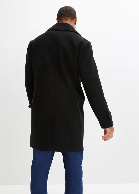 Blazer-Mantel mit Woll-Anteil in schwarz von hinten (Totalaufnahme) - bonprix