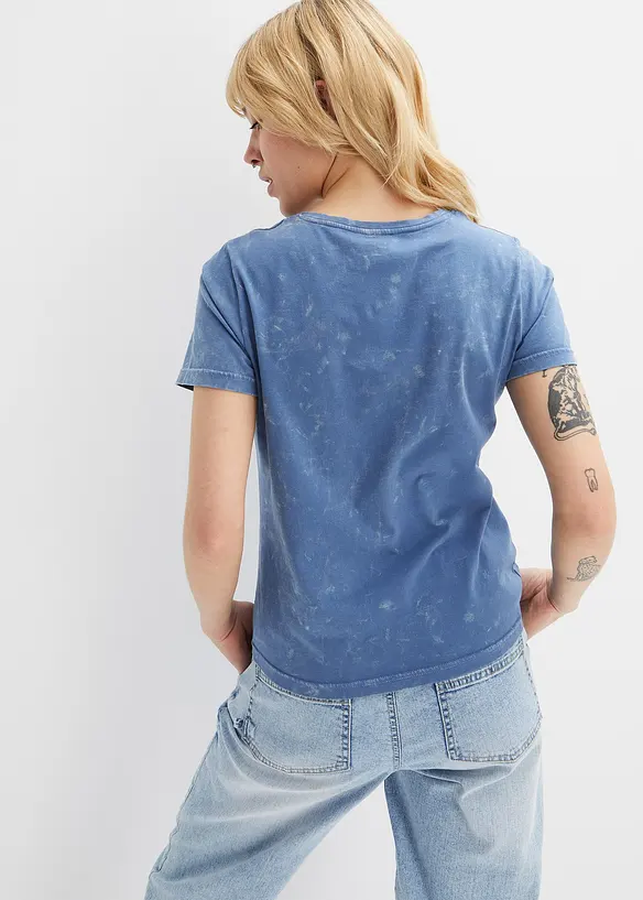 T-Shirt aus reiner Bio-Baumwolle in blau von hinten (im Anschnitt) - bonprix