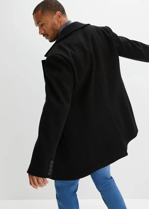 Kurzmantel mit Woll-Anteil in schwarz von hinten (Totalaufnahme) - bonprix