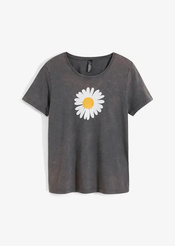 T-Shirt aus reiner Bio-Baumwolle in grau von vorne - bonprix