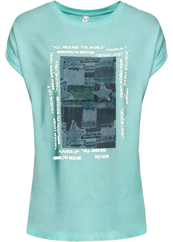 T-Shirt aus softem Viskose-Mix in blau von vorne - bonprix T-Shirt aus softem Viskose-Mix in blau von vorne - bonprix