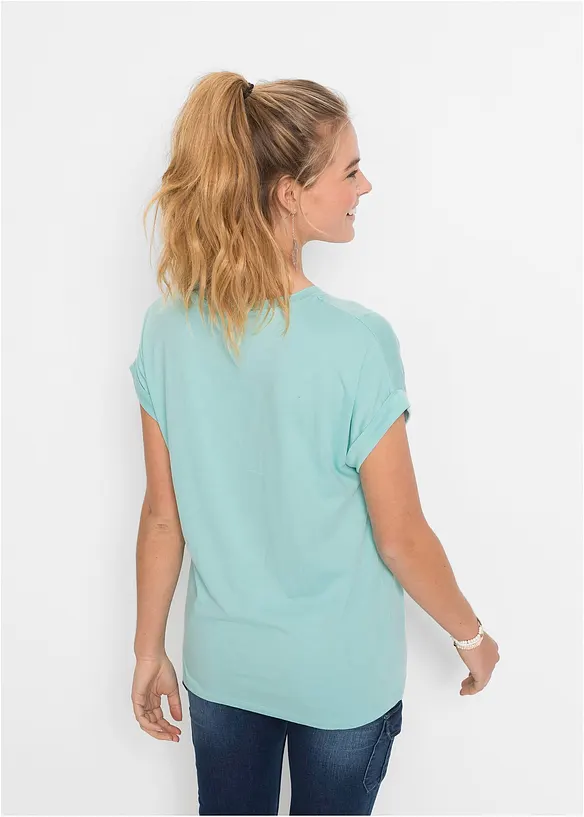 T-Shirt aus softem Viskose-Mix in blau von hinten (im Anschnitt) - bonprix T-Shirt aus softem Viskose-Mix in blau von hinten (im Anschnitt) - bonprix