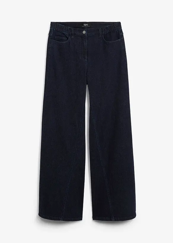Wide-Leg-Jeans High Waist, Bequembund in blau von vorne - bonprix