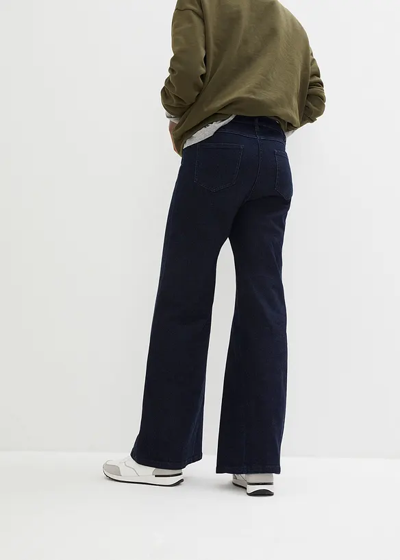 Wide-Leg-Jeans High Waist, Bequembund in blau von hinten - bonprix