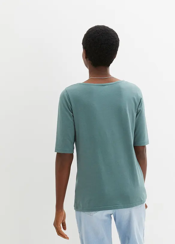 U-Boot-Ausschnitt-Shirt in grün von hinten (im Anschnitt) - bonprix