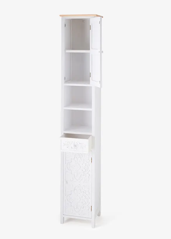 Hochschrank mit Ornament in weiß geöffnet - bonprix