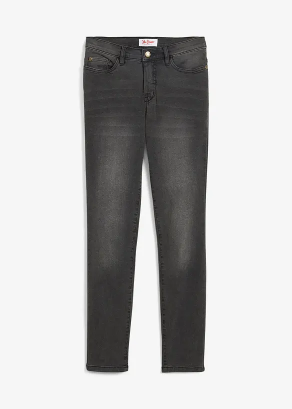 Slim Jeans High Waist, Shaping in schwarz von vorne - bonprix