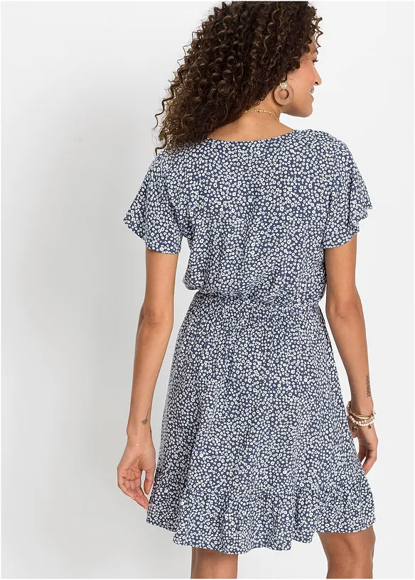 Minikleid aus fließender Viscose in blau von hinten (Totalaufnahme) - bonprix