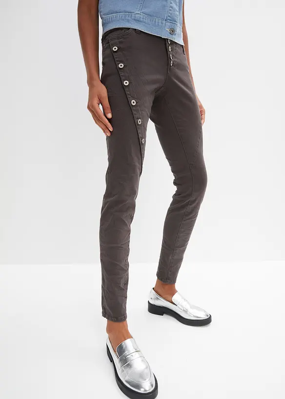 Twillhose aus elastischem Baumwoll-Mix in grau von vorne - bonprix