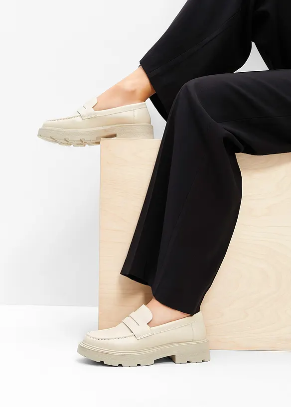 Chunky Loafer mit leichter Sohle in beige - bonprix