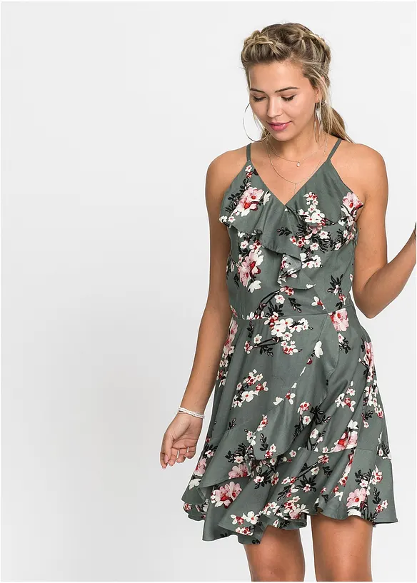 Trägerkleid aus softer Viskose in grün von vorne (Totalaufnahme) - bonprix Trägerkleid aus softer Viskose in grün von vorne (Totalaufnahme) - bonprix