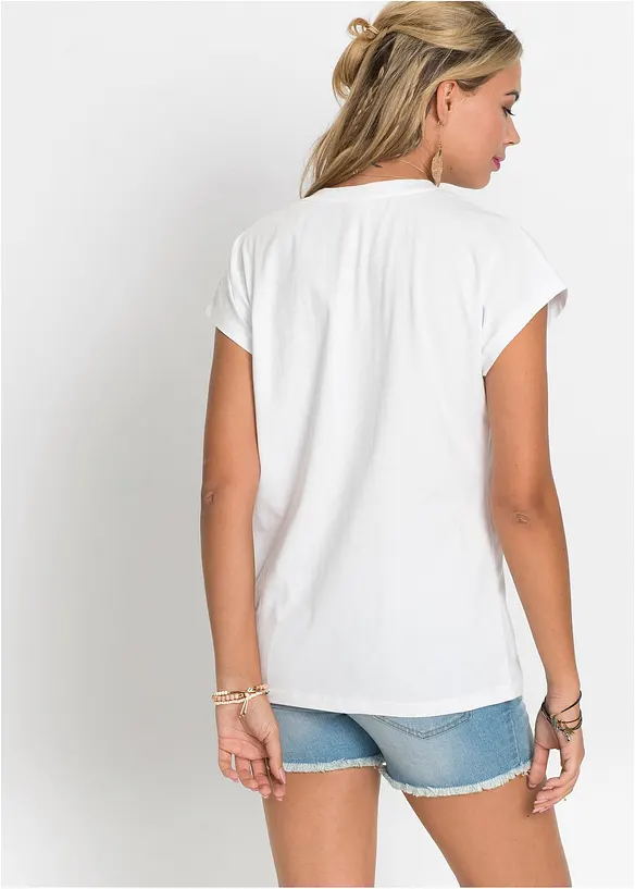 Oversize-Shirt aus reiner Bio-Baumwolle in weiß von hinten (im Anschnitt) - bonprix