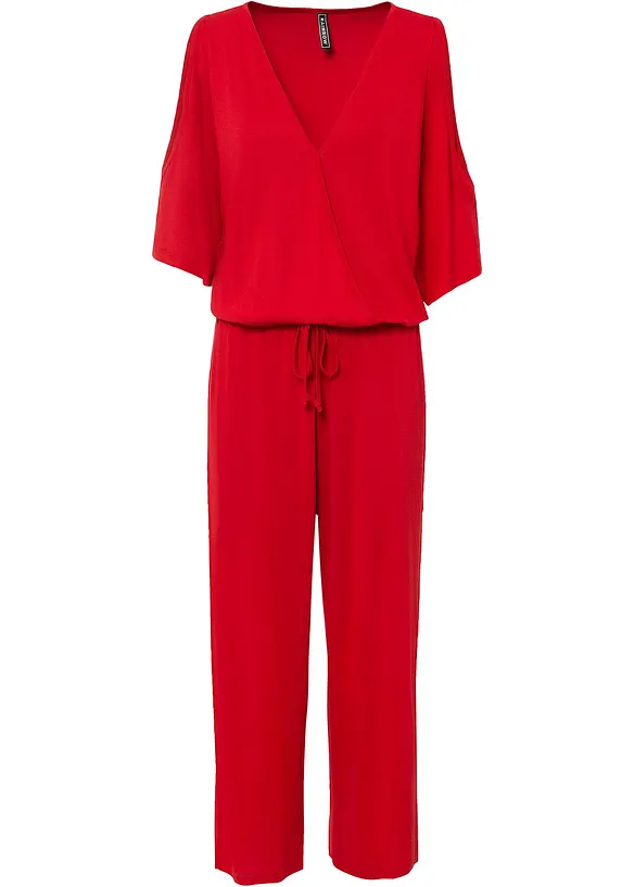 Jersey-Jumpsuit aus fließender Viskose in rot von vorne - bonprix